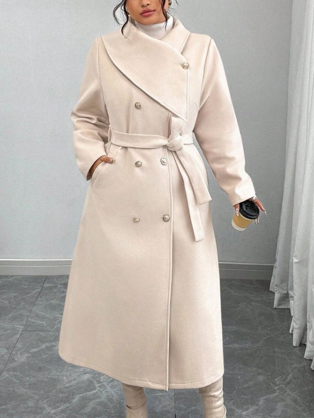 Apricot Elegant Women's Plus Size Coat
